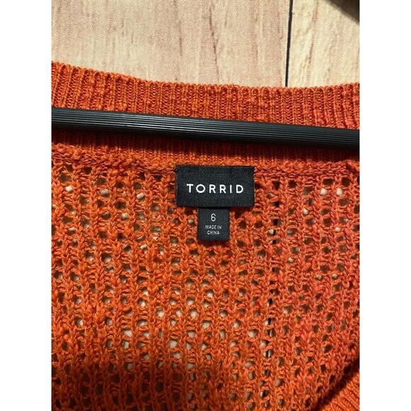 Torrid 6 Reddish/Orange Open Stitch Pullover V-Neck Sweater Pullover shirt - Picture 5 of 9